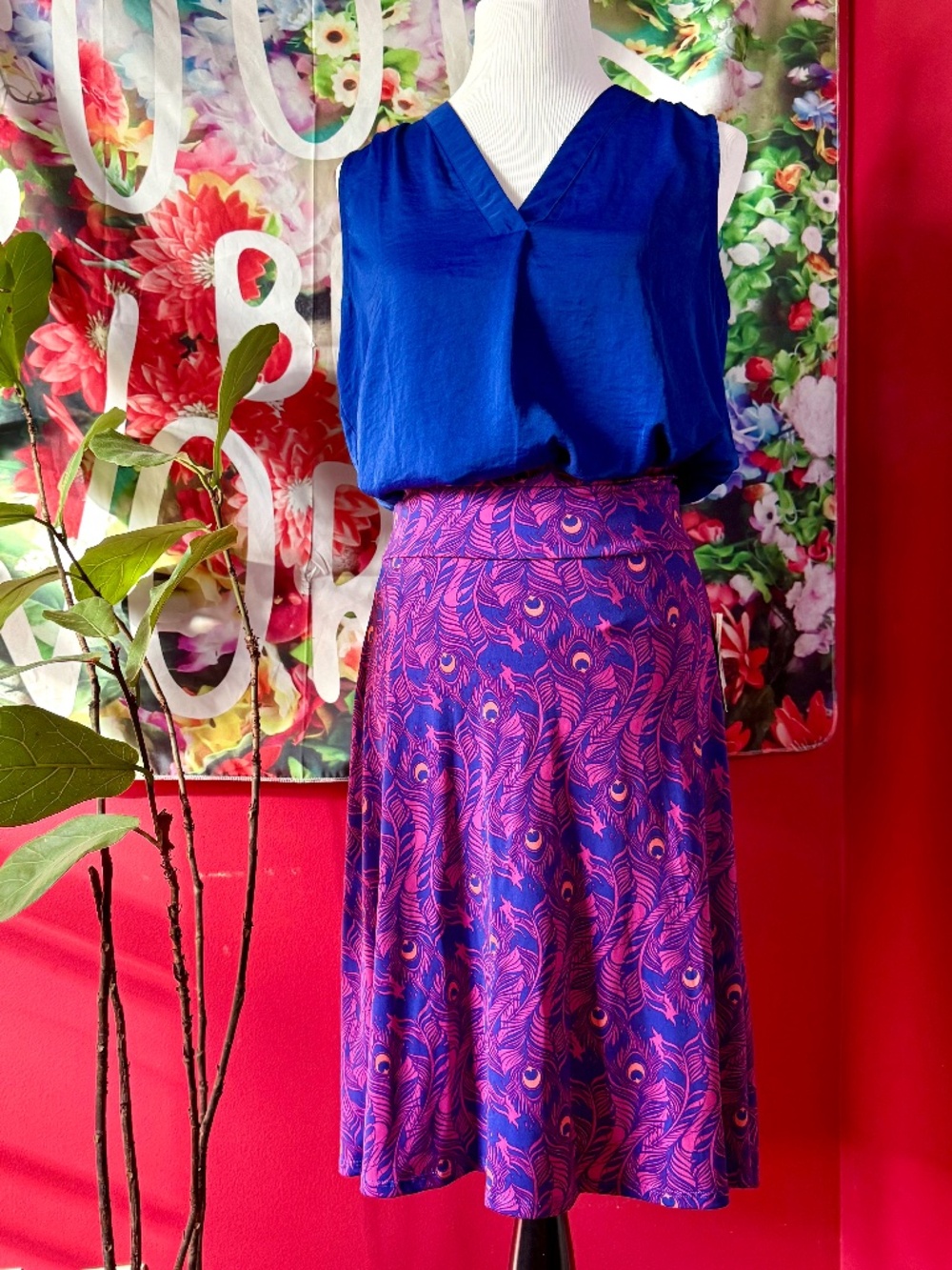 Peacock Feather A-Line Skirt